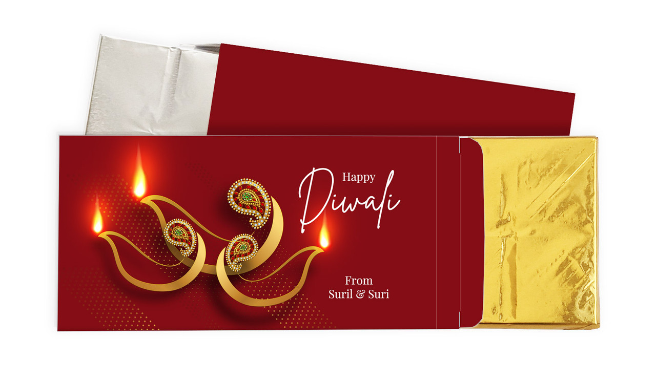 Elegant Lantern Diwali Personalised Chocolate Bar In A Box