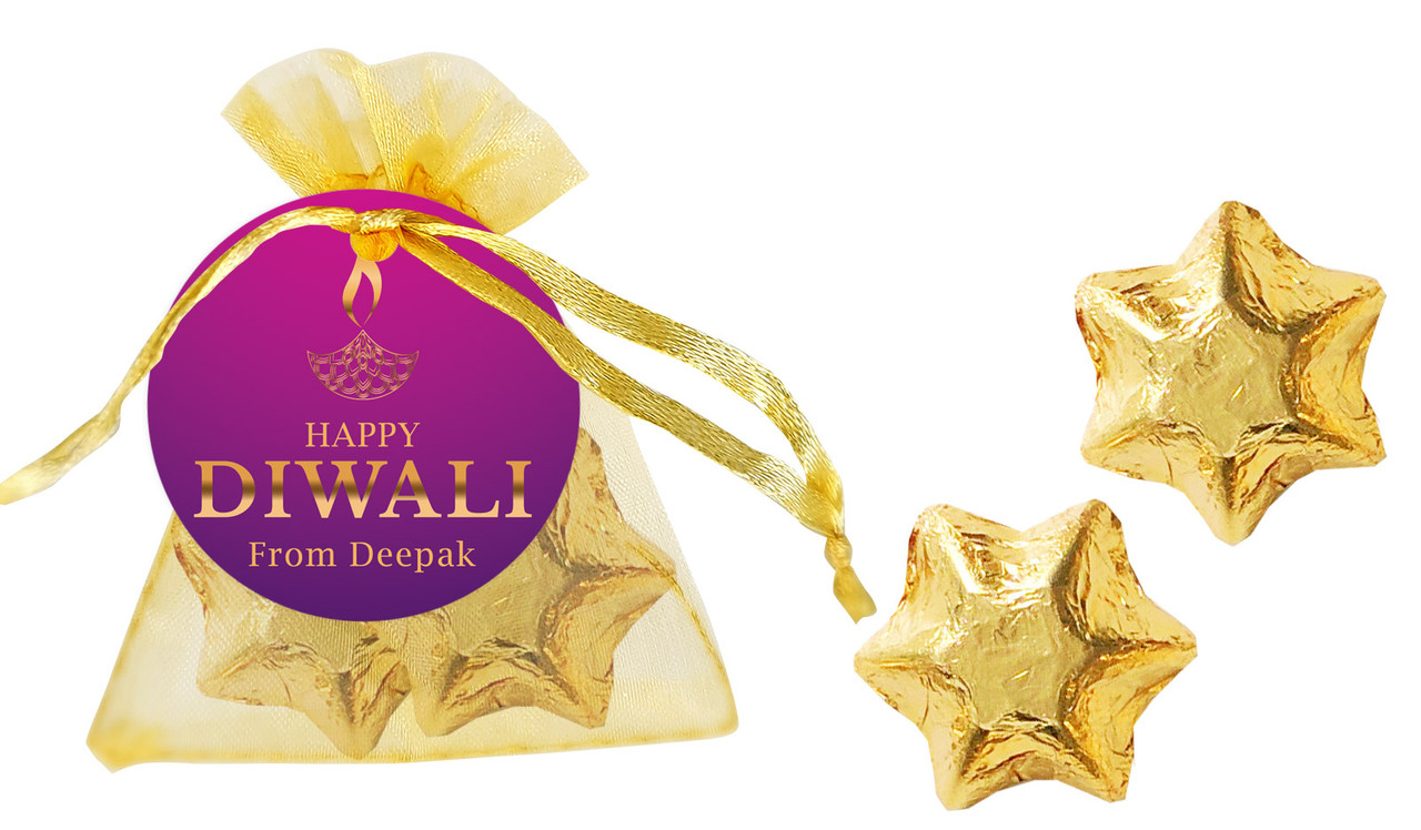 Purple Diwali Personalised Organza Bag