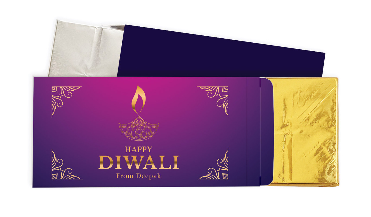 Purple Diwali Personalised Chocolate Bar In A Box