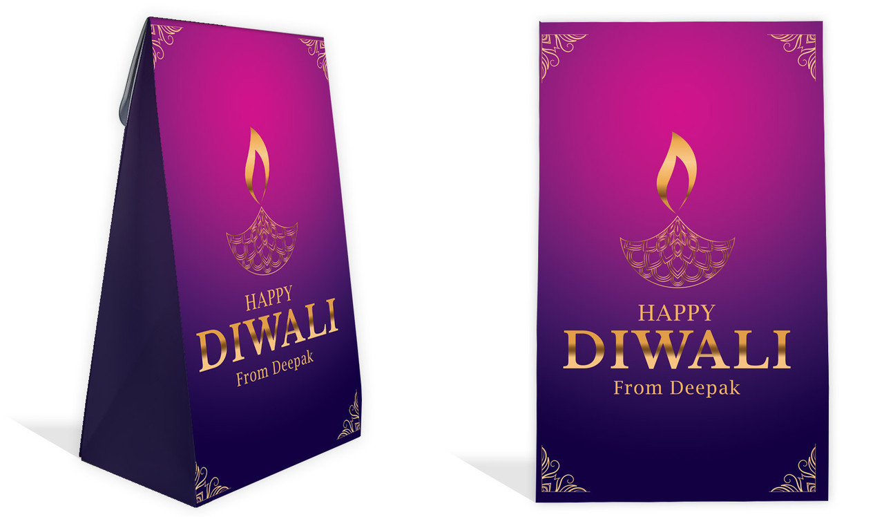 Purple Diwali Personalised Gusset Favour Bag