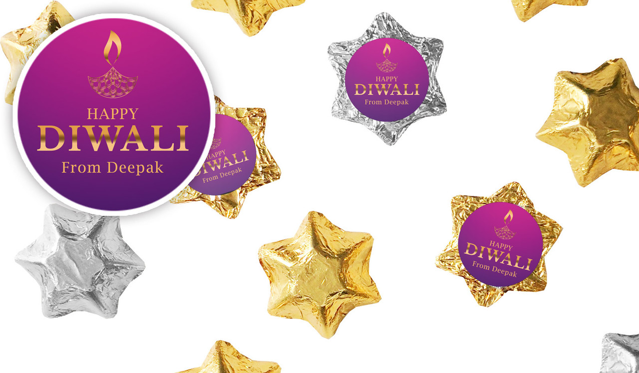 Purple Diwali Personalised Foil Chocolate Stars