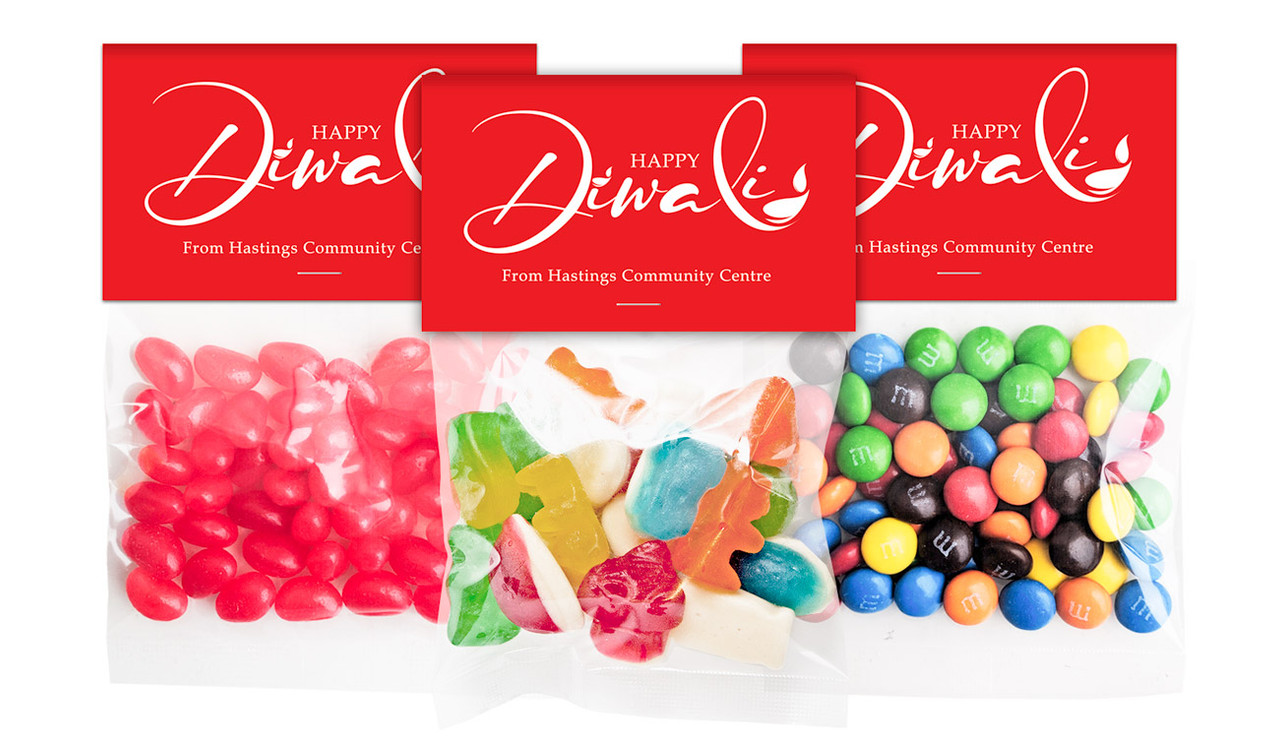 Red Diwali Personalised Lolly Bag With Topper