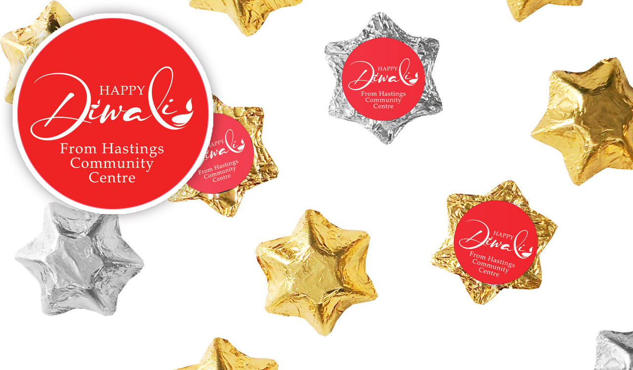 Red Diwali Personalised Foil Chocolate Stars