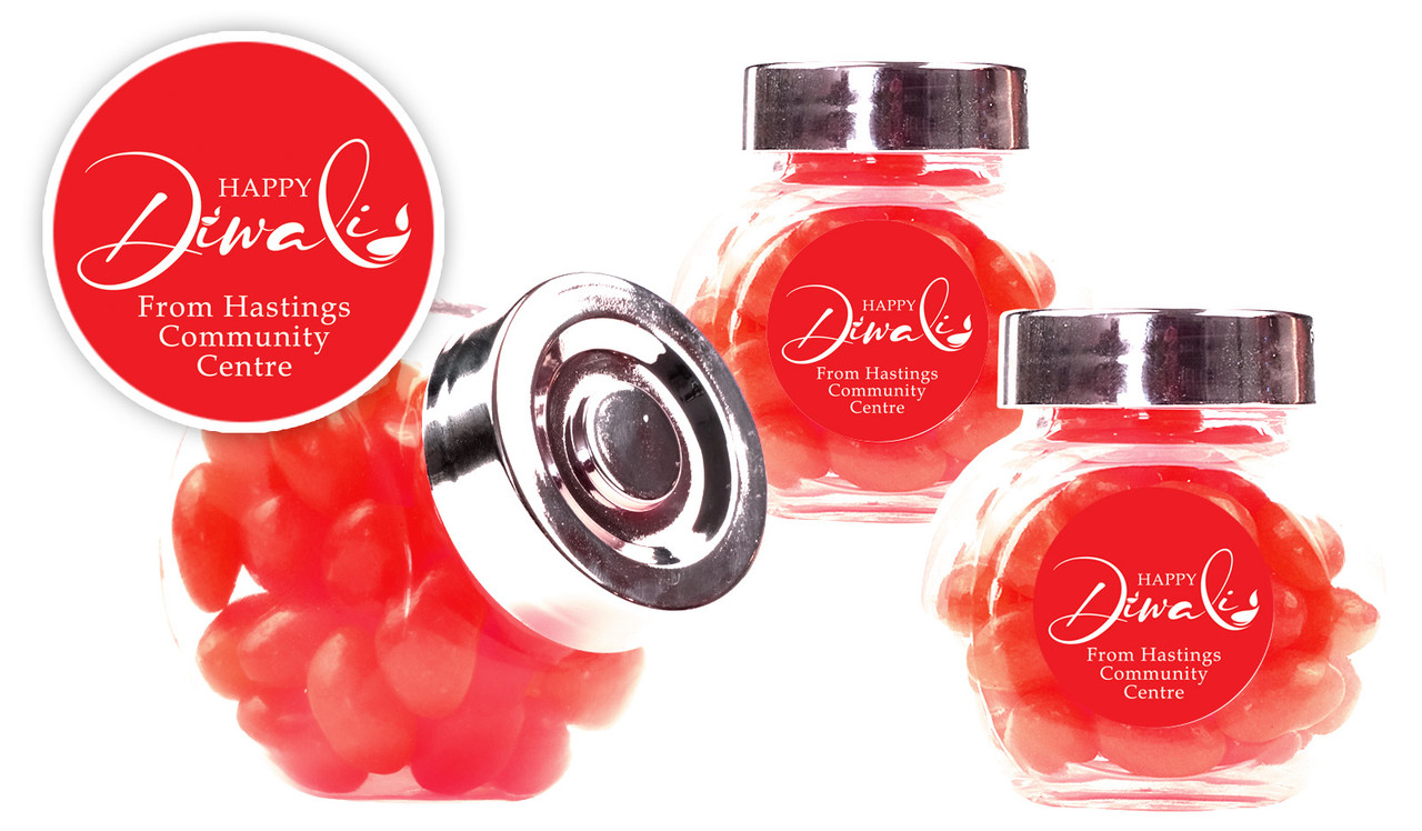 Red Diwali Personalised Mini Candy Jar