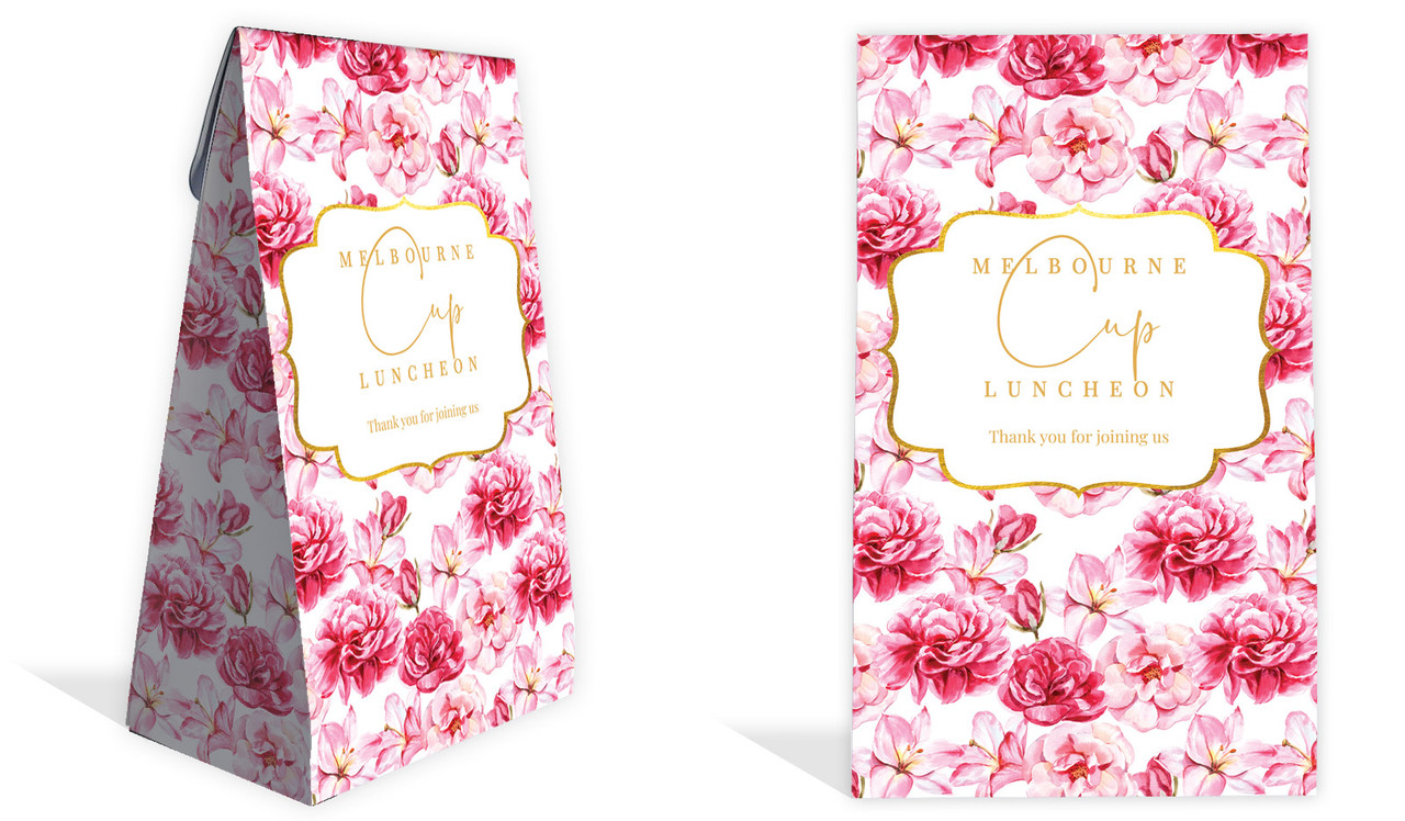 Pink Flowers Melbourne Cup Horse Racing Gusset Favour Bag