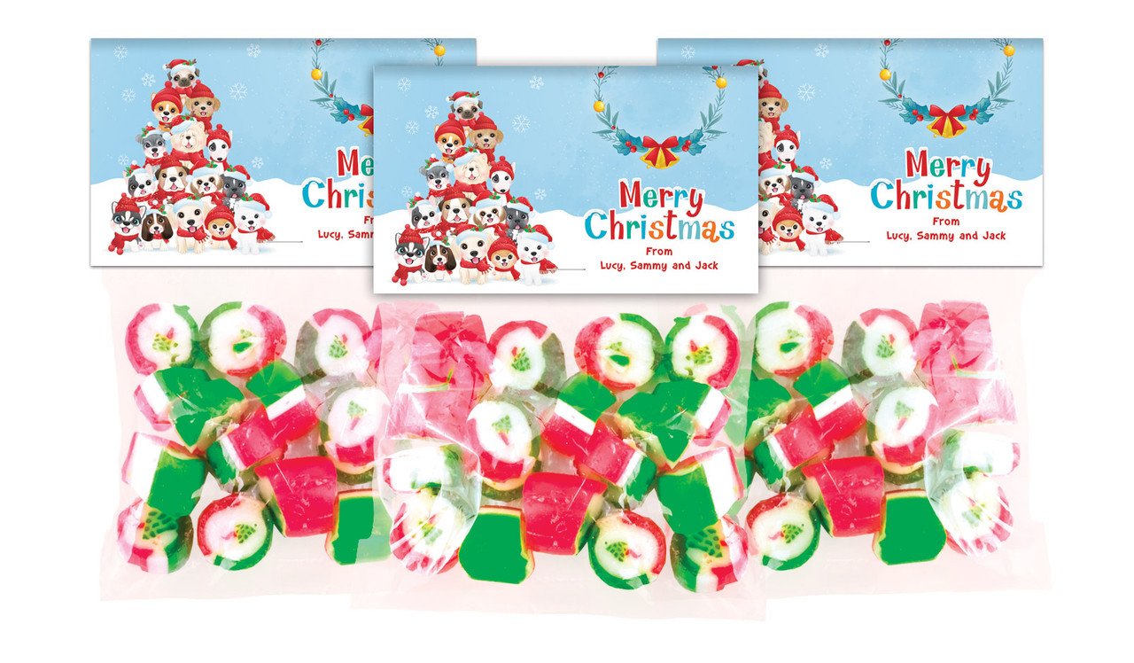 Christmas Puppies Festive Rock Candy Bags