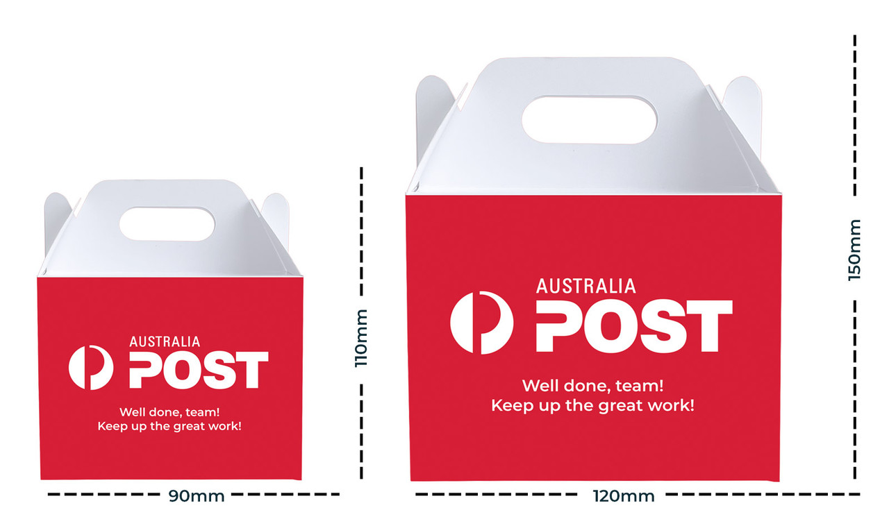 Size comparison of Real Estate Branded Gable Favour Boxes