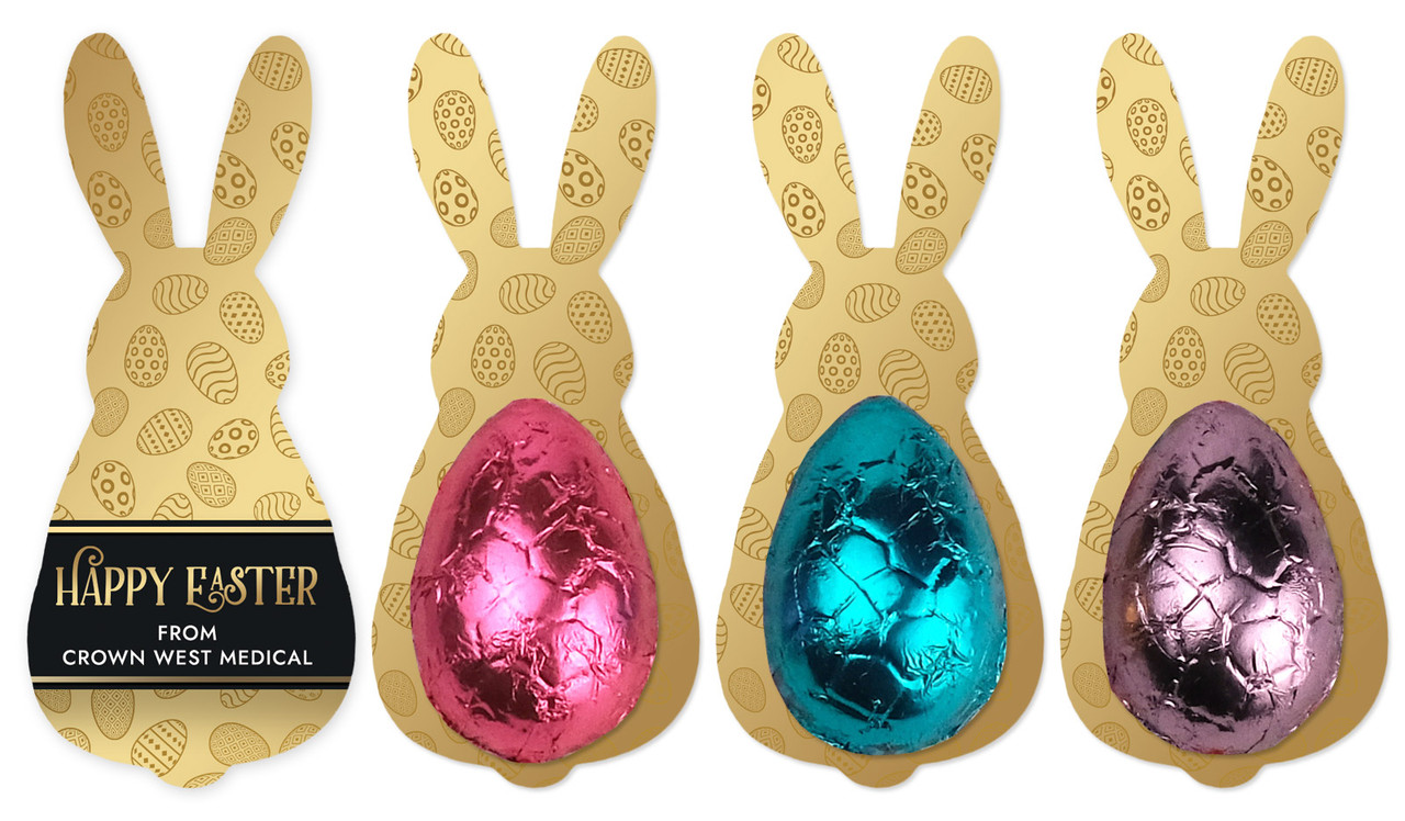 Bold Gold Bunny-Shape Card WIth Chocolate Half Egg