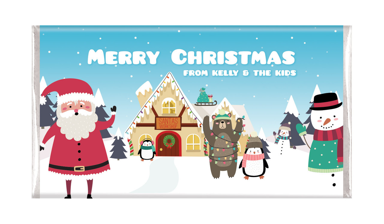 At The North Pole Christmas Personalised Chocolate Bars