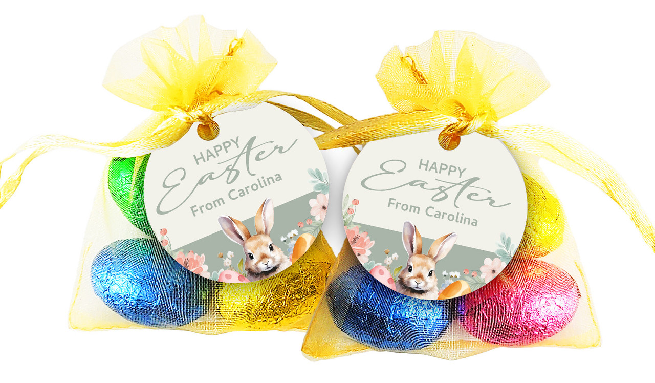 Forest Rabbit Easter Egg Organza Bag With Tag