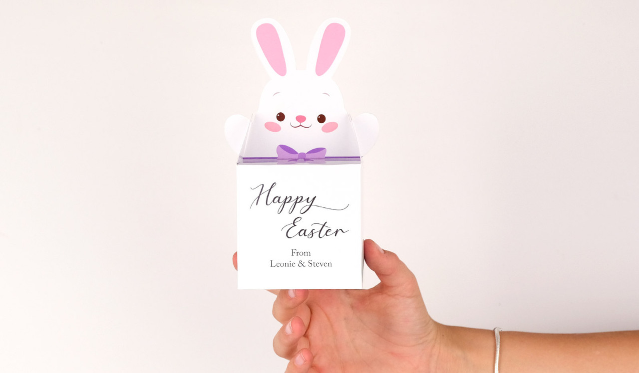Model holding bunny box for size purposes