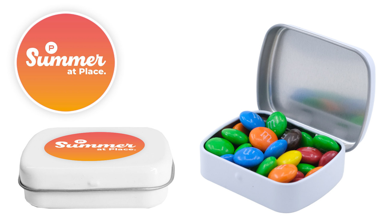 Personalised Hinged Tin Filled With M&Ms