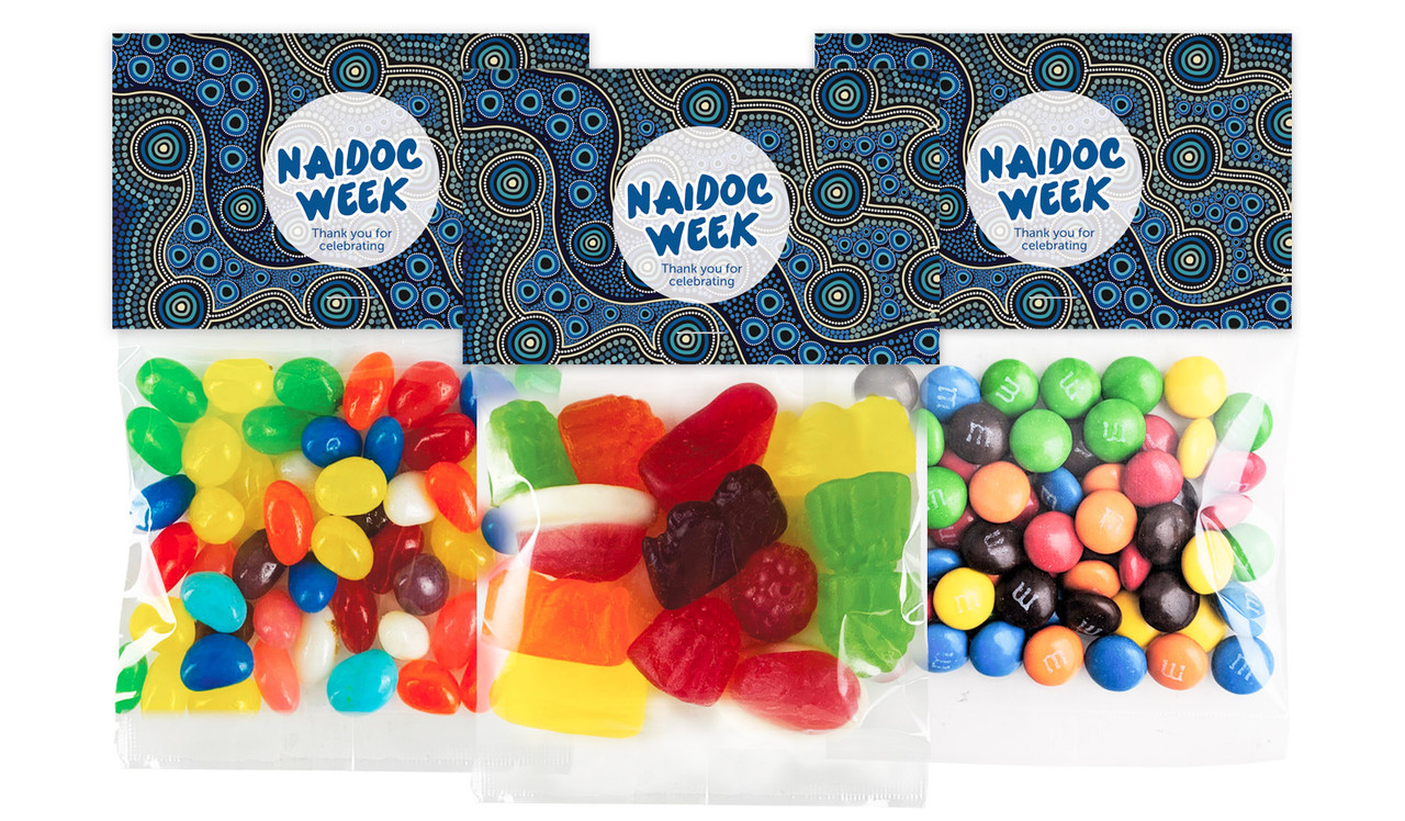 Blue NAIDOC Week Personalised Lolly Bag With Topper