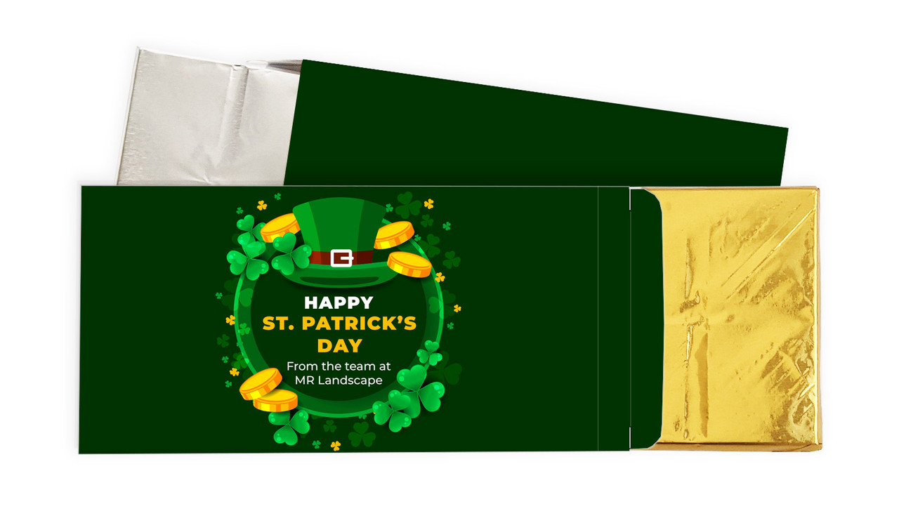 Fun Personalised St Patrick's Day Chocolate Bar In A Box