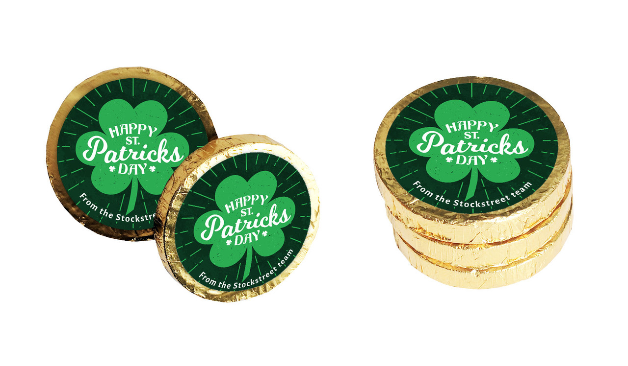 Shamrock Personalised St Patrick's Day Chocolate Coins