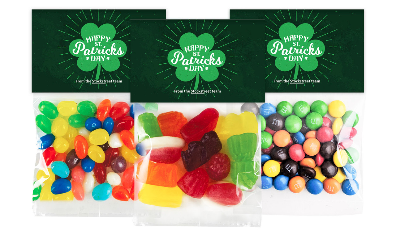 Shamrock Personalised St Patrick's Day Lolly Bag With Topper