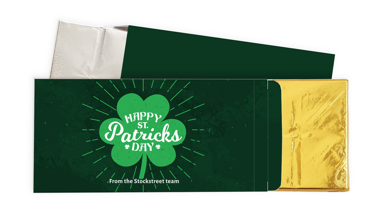Shamrock Personalised St Patrick's Day Chocolate Bar In A Box
