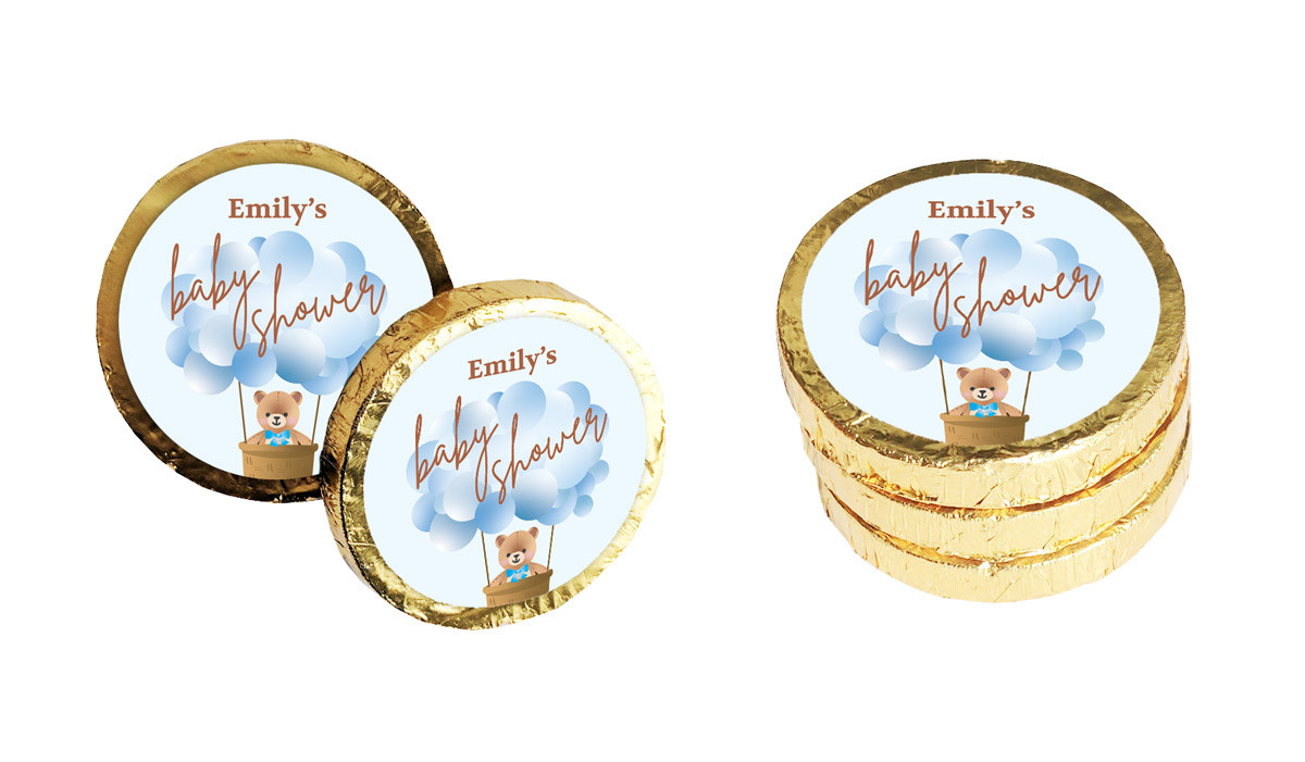 Teddy Blue Baby Shower Chocolate Coin