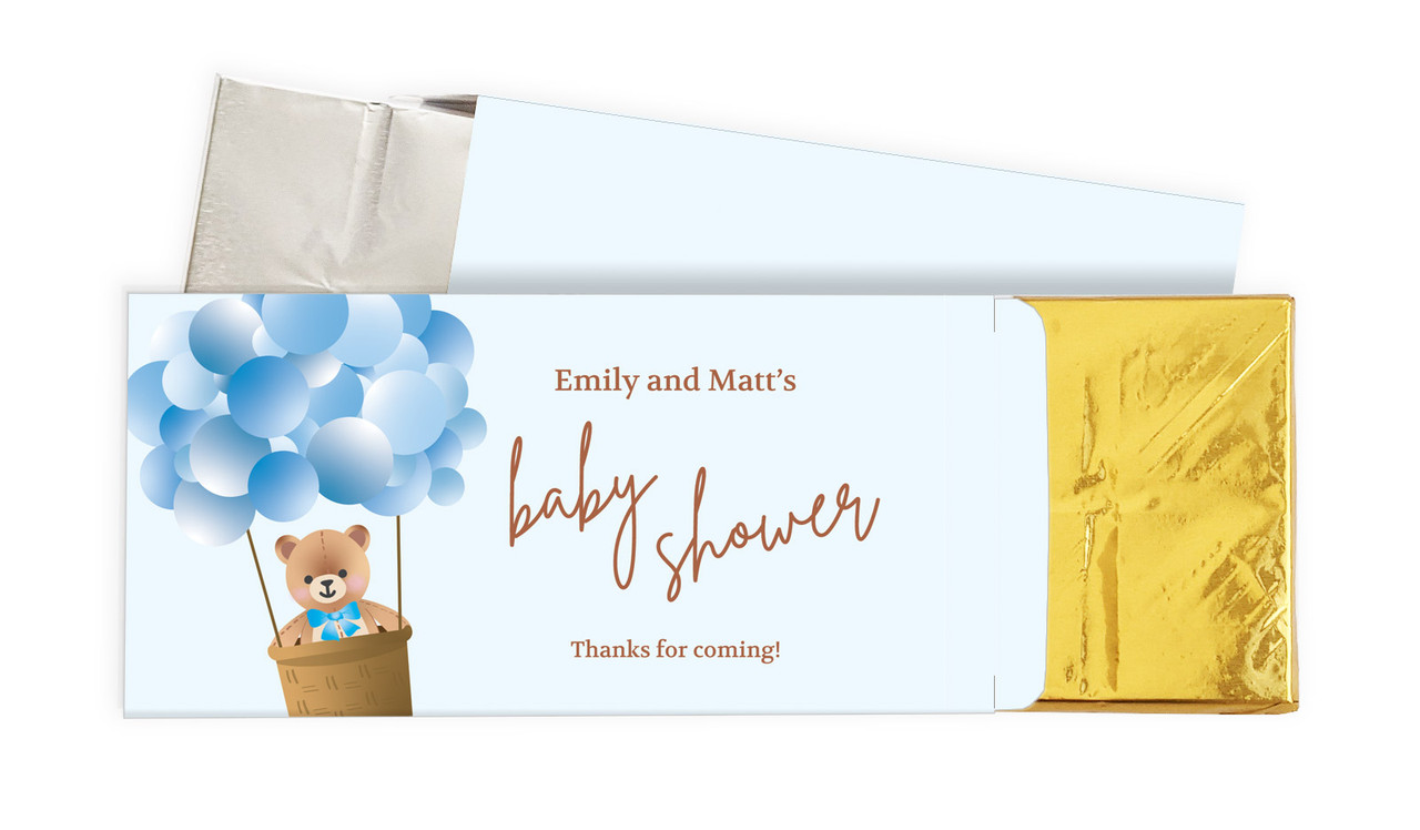 Teddy Blue Baby Shower Personalised Chocolate Bar In A Box