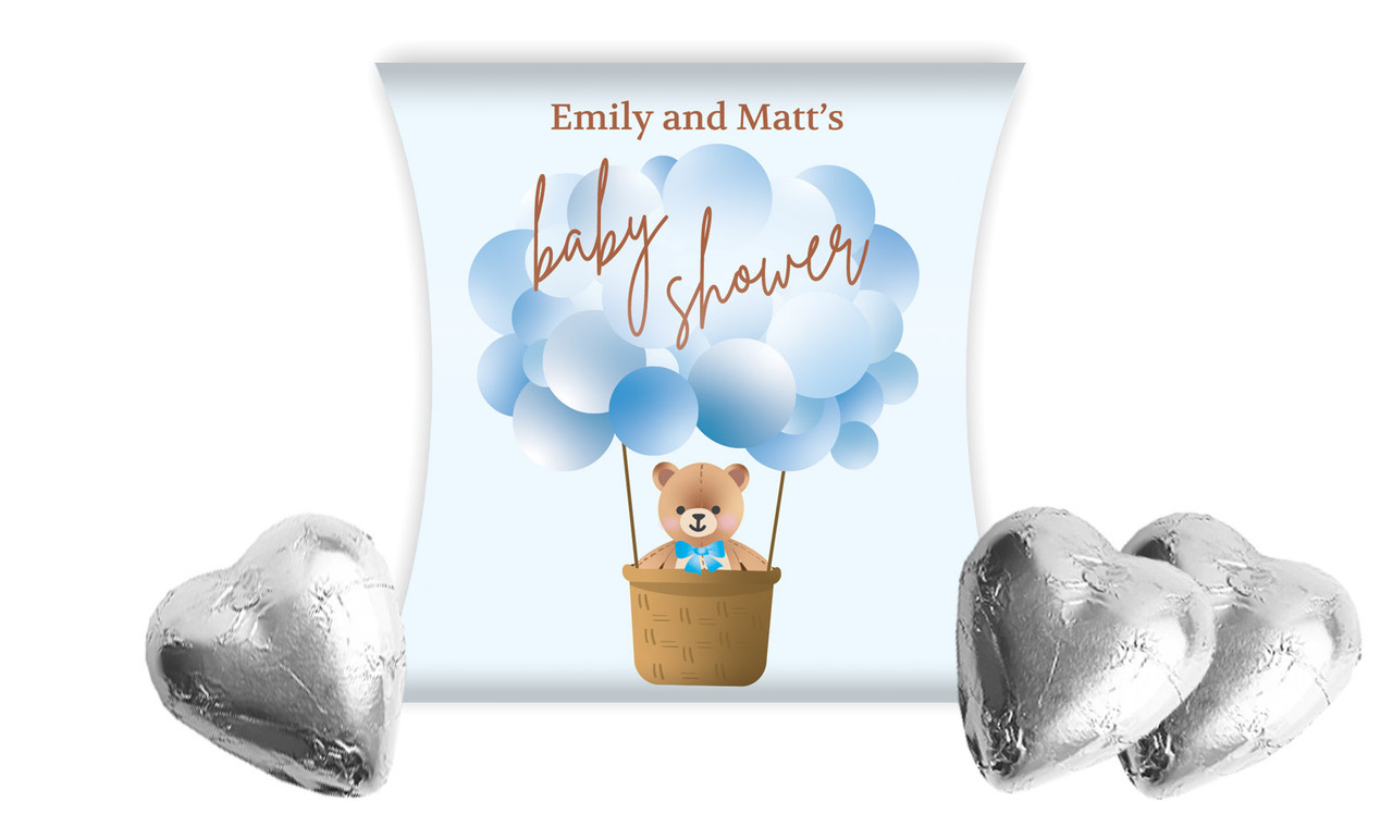 Teddy Blue Baby Shower Personalised Pillow Boxes