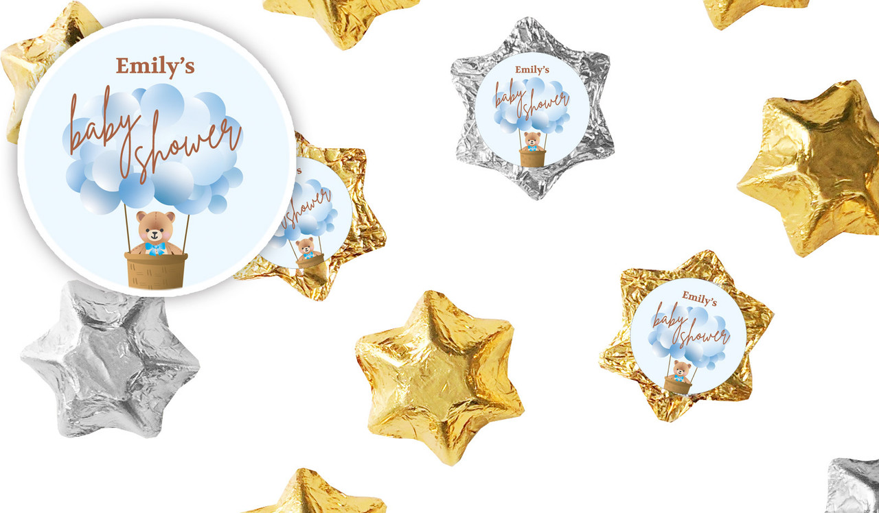 Teddy Blue Baby Shower Foil Chocolate Stars
