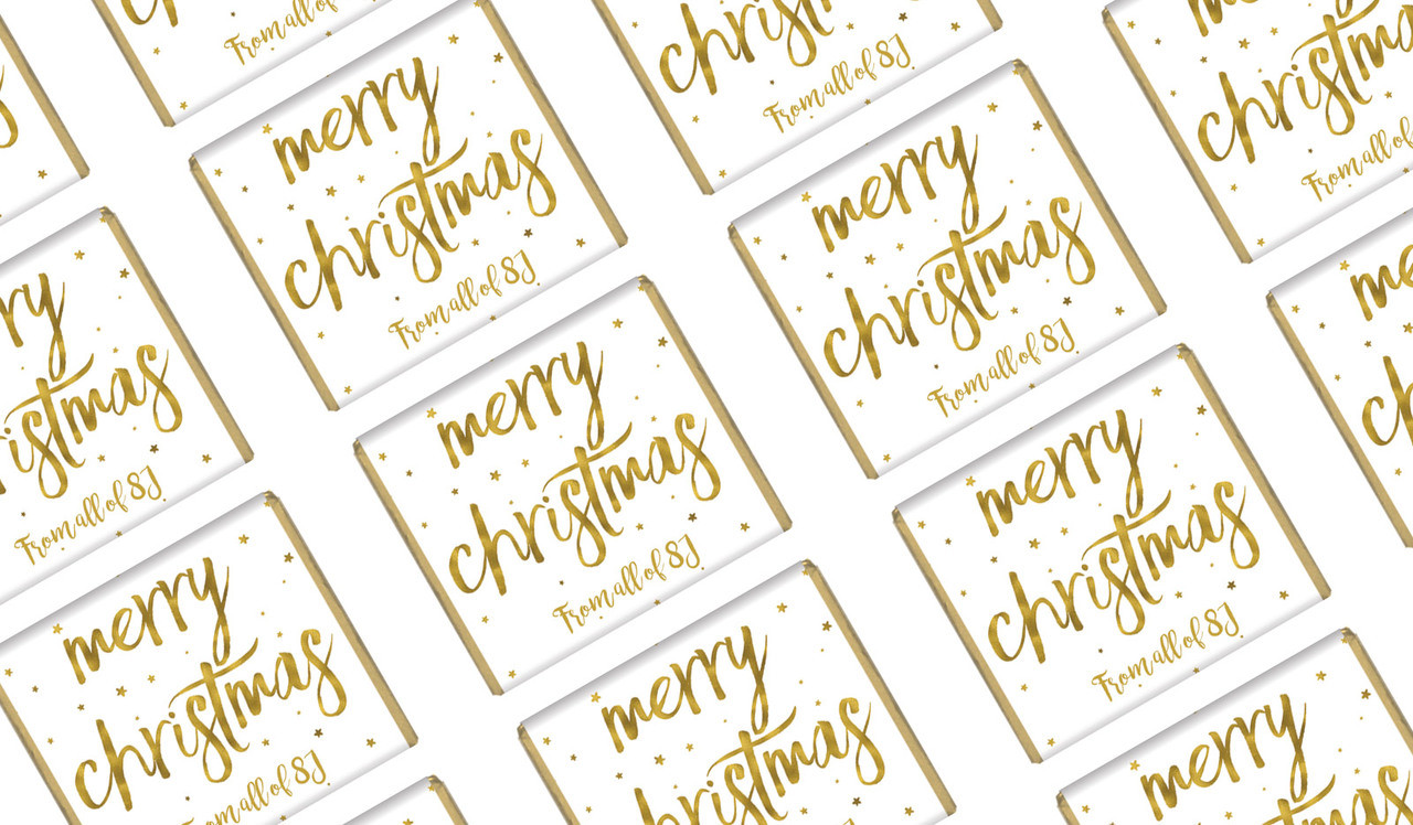 Gold Confetti Stars Christmas Personalised Mini Chocolates