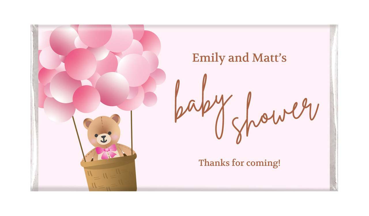 Teddy Bear Pink Baby Shower Custom Chocolate Bars