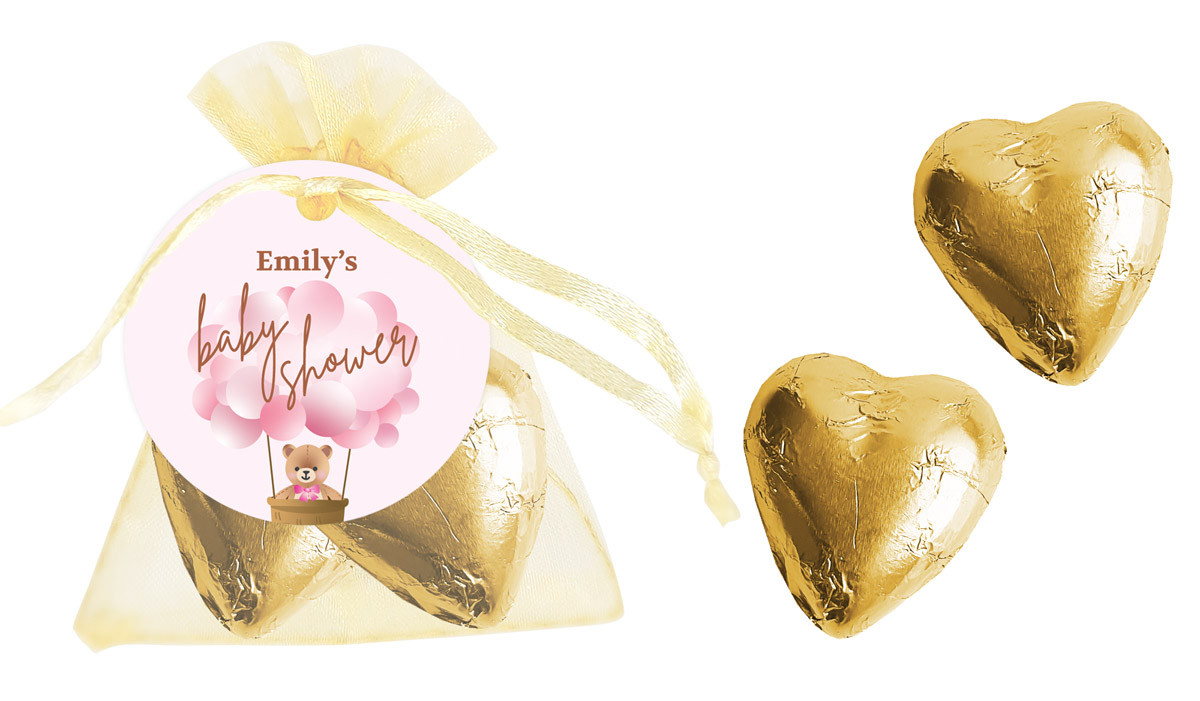 Teddy Bear Pink Baby Shower Personalised Organza Bag
