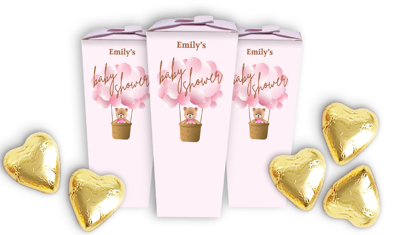 Teddy Bear Pink Baby Shower Personalised Chocaboxes
