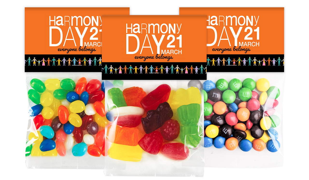 Harmony Day Branded Lolly Bag With Topper