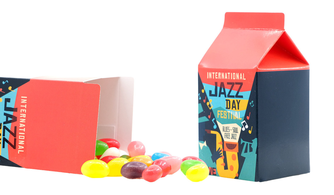 Branded 10cm Milk Carton With Jelly Beans