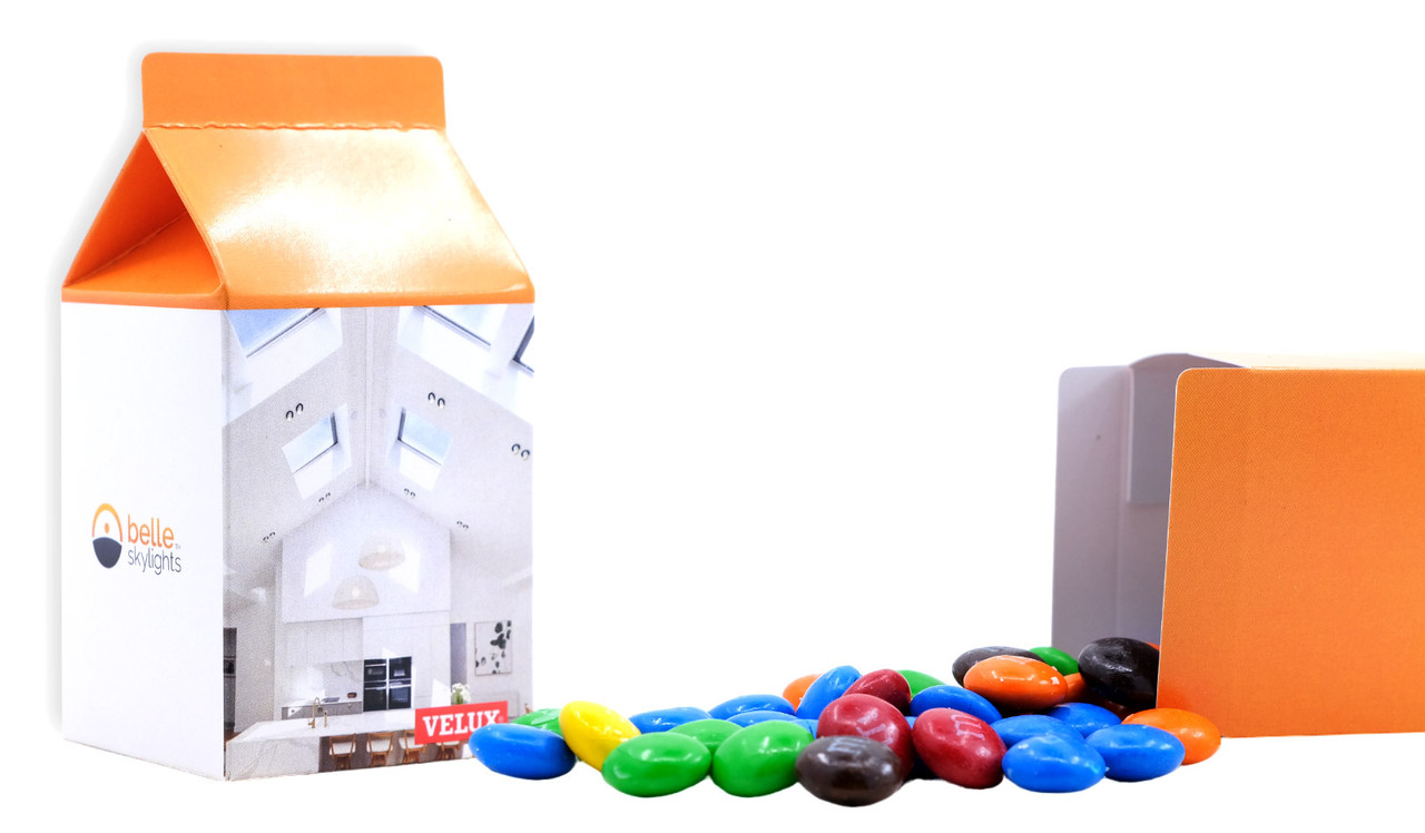 Branded 10cm Milk Carton With Bag Of M&Ms