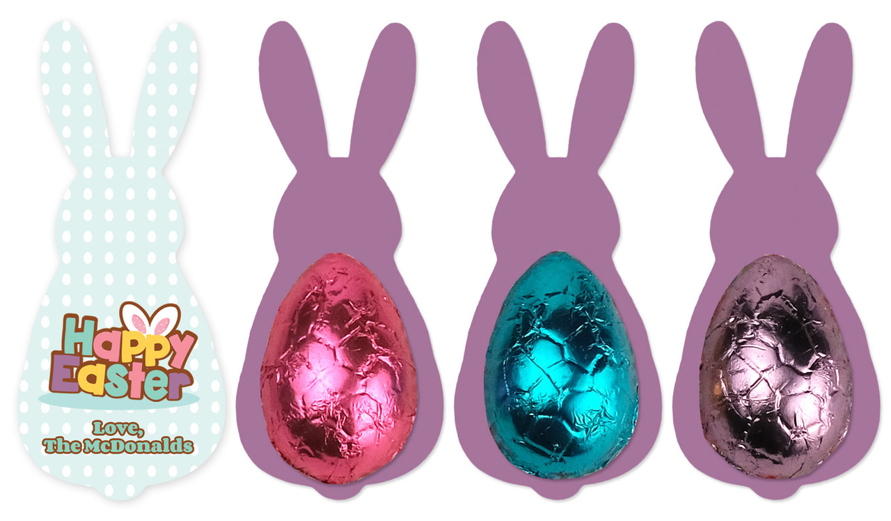 Happy Easter Bunny Card WIth Chocolate Half Egg