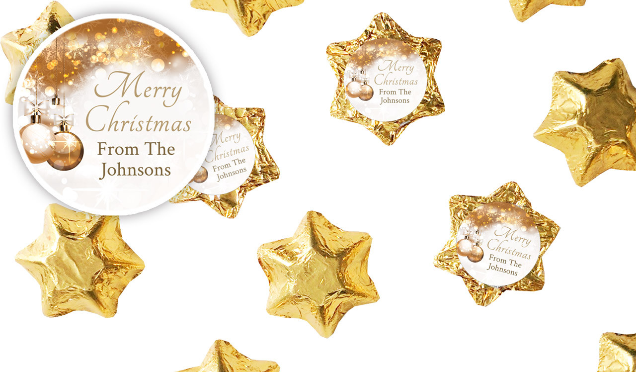 Bronzed Baubles Christmas Personalised Chocolate Stars