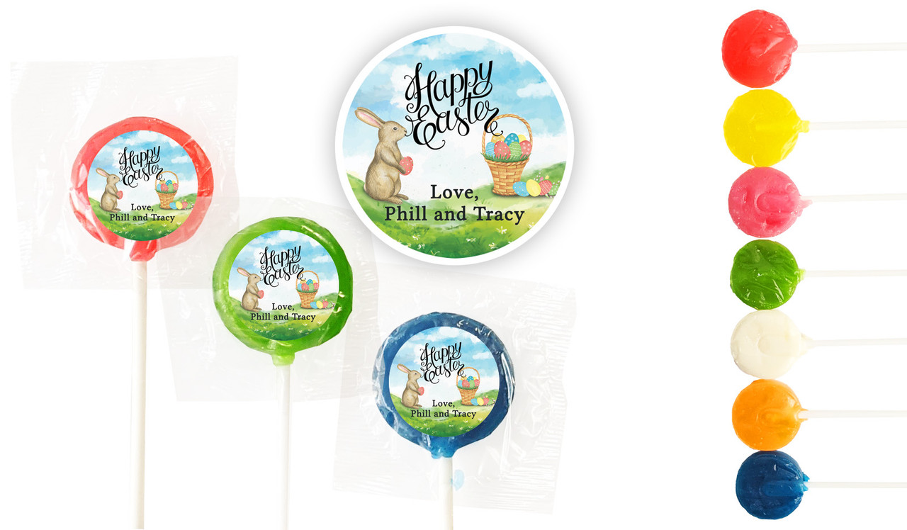 Bunny And Basket Personalised Mini Lollipops