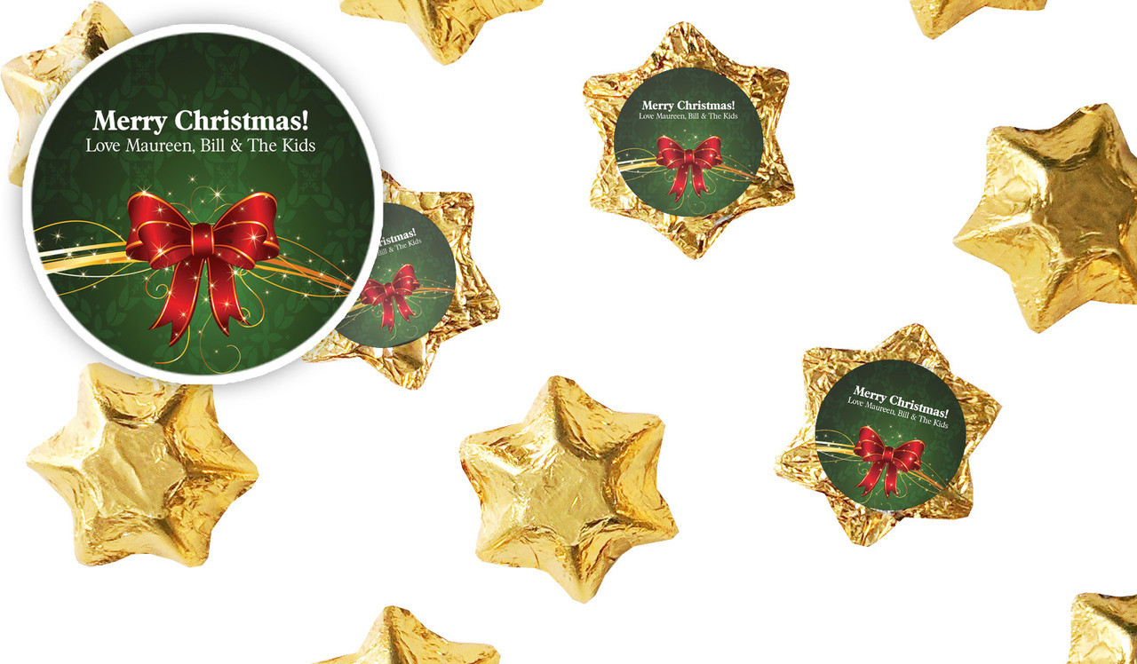 Christmas Bow Personalised Christmas Chocolate Stars