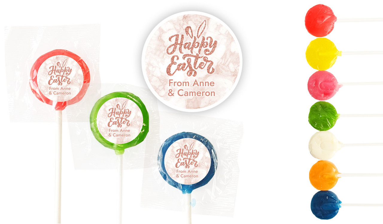 Rose Gold Easter Personalised Mini Lollipops