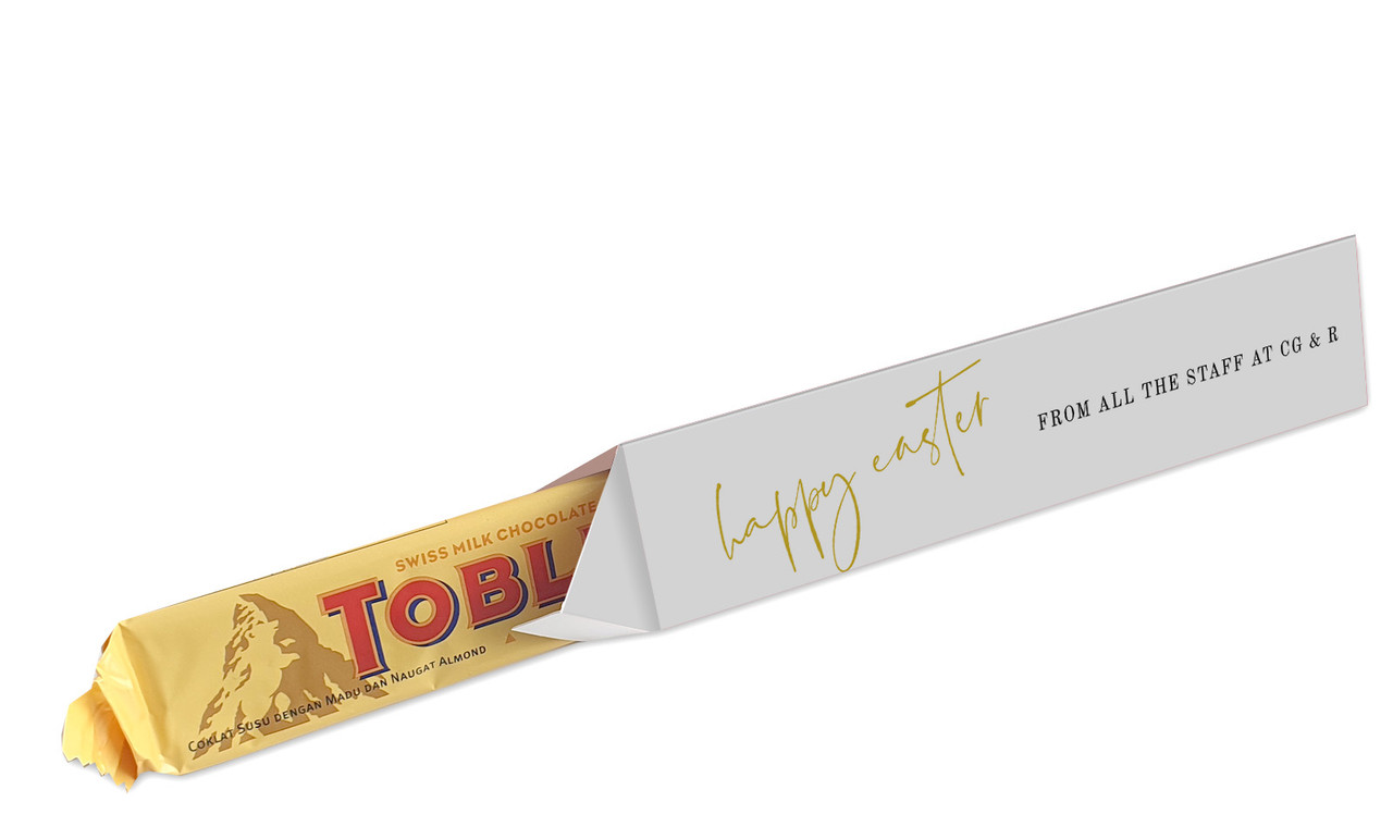 Gold On White Personalised Toblerone Bar Box