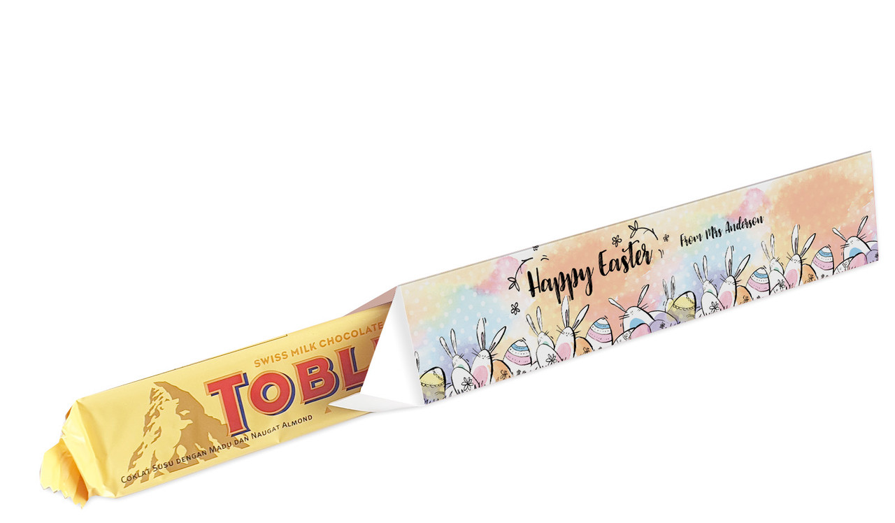 Rainbow Bunnies Personalised Toblerone Bar Box
