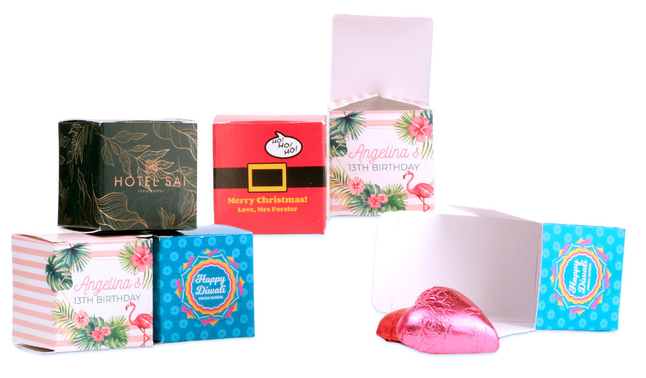 Examples of box styles with chocolate hearts inside