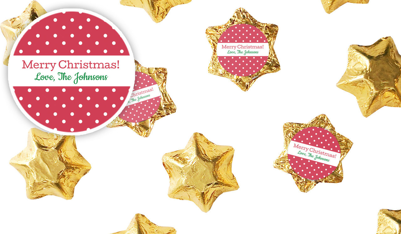 Red Polkadot Personalised Christmas Chocolate Stars
