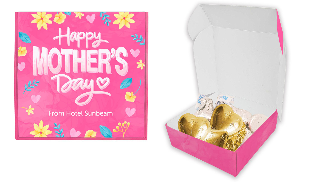 Lively Pink Mothers Day Personalised Hugs And Kisses Box