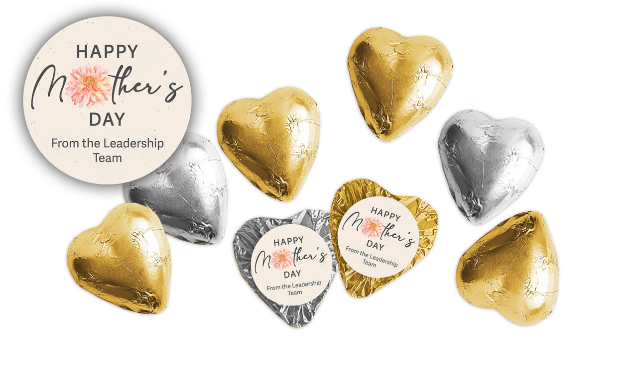 Natural Mothers Day Personalised Foil Chocolate Hearts