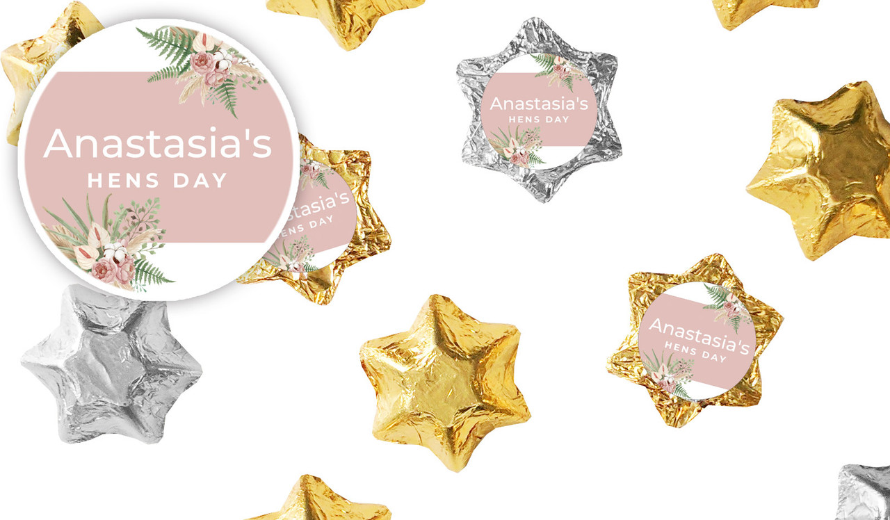 Boho Hens Night Personalised Foil Chocolate Stars