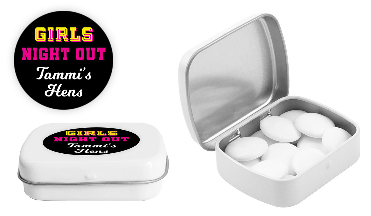 Bold Text Hens Night Personalised Mint Tins
