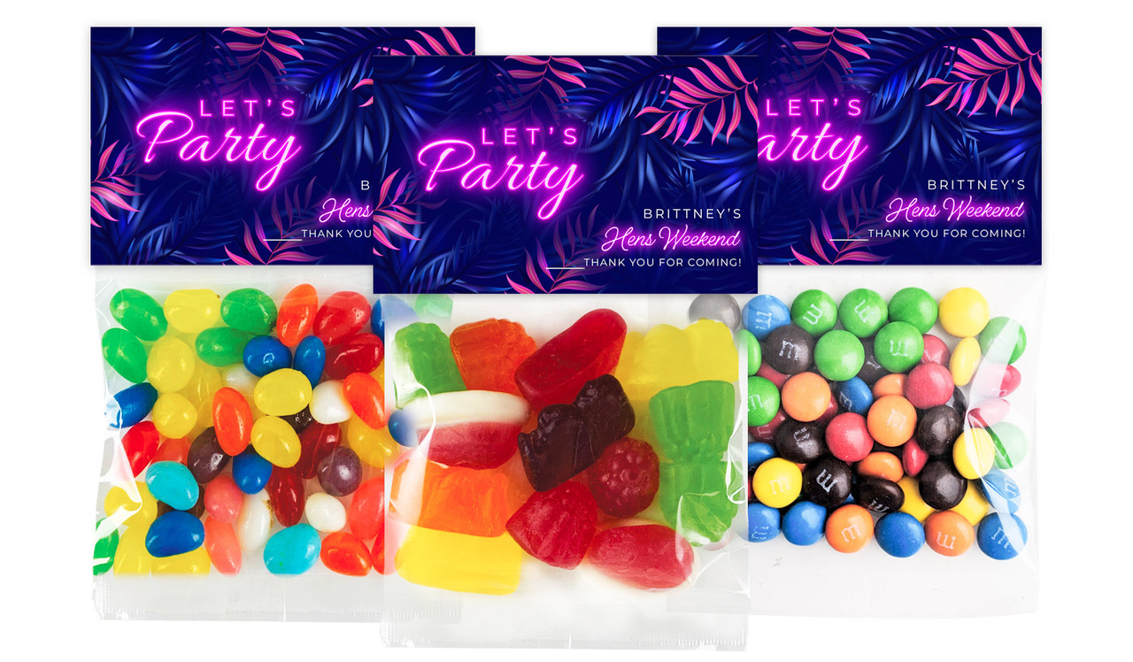 Neon Hens Night Personalised Lolly Bag With Topper
