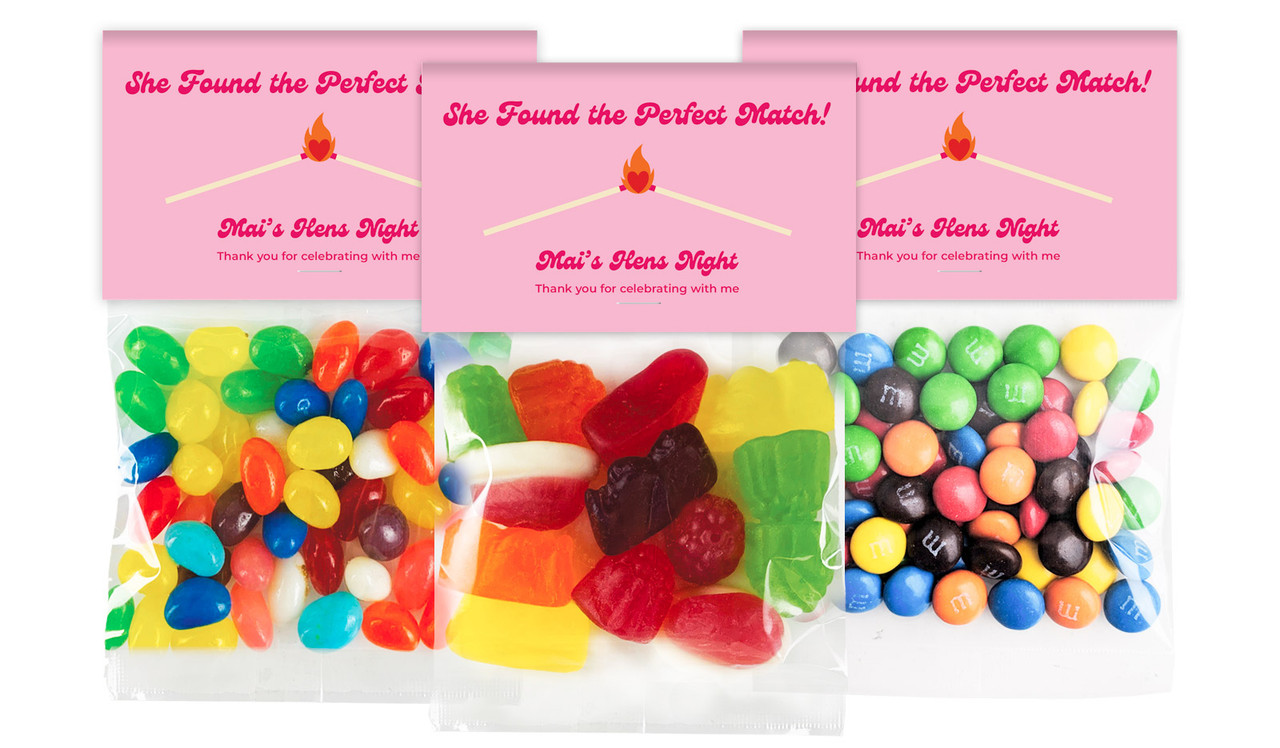 Perfect Match Hens Night Personalised Lolly Bag With Topper