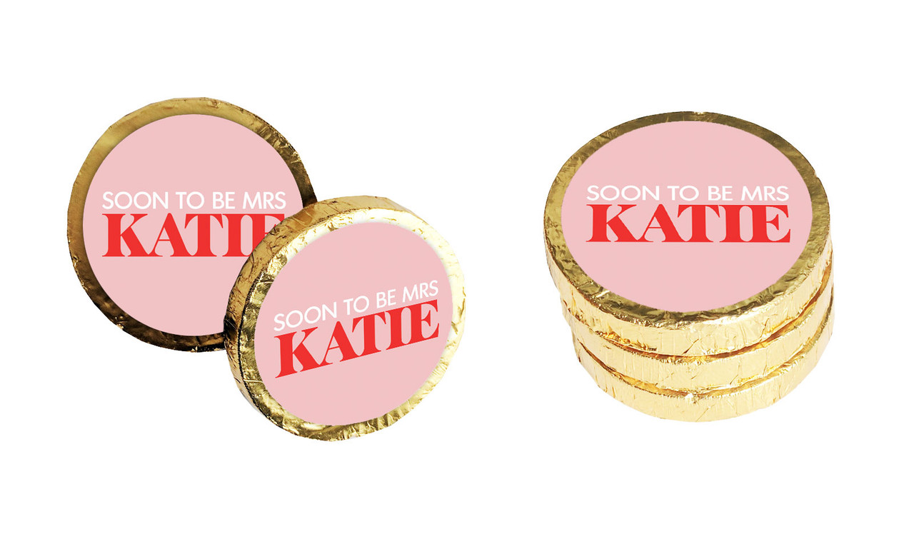 Simple Pink Hens Night Personalised Chocolate Coin