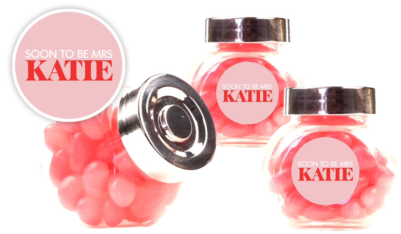 Simple Pink Hens Night Personalised Mini Candy Jar