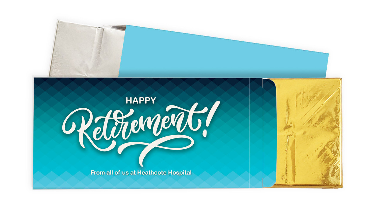 Blue Pattern Retirement Personalised Chocolate Bar In A Box